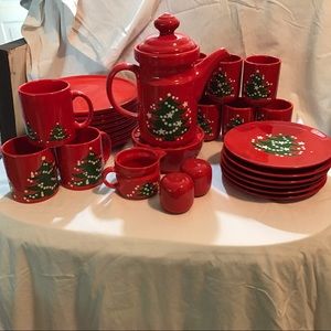 Waechtersbach Germany hand made Christmas pottery set.